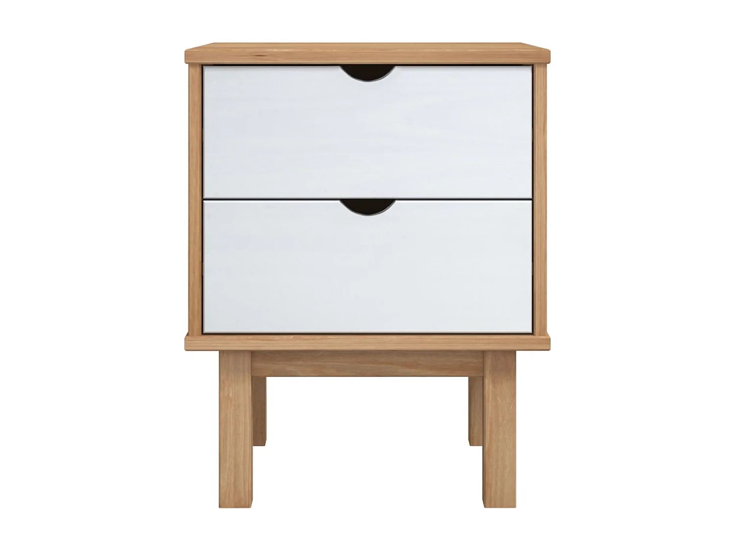 Laurent-Marie  Comodino OTTA Marrone e Grigio 45x39x57 cm in Legno di Pino