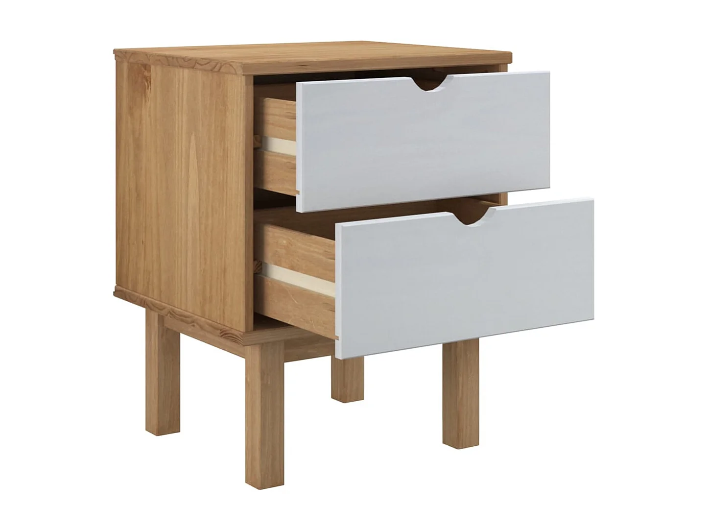 Laurent-Marie  Comodino OTTA Marrone e Grigio 45x39x57 cm in Legno di Pino