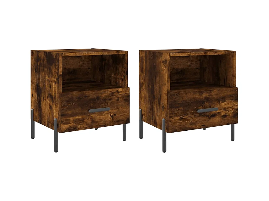 Gilda  Tables de chevet 2pcs chêne fumé 40x35x47,5cm bois d’ingénierie