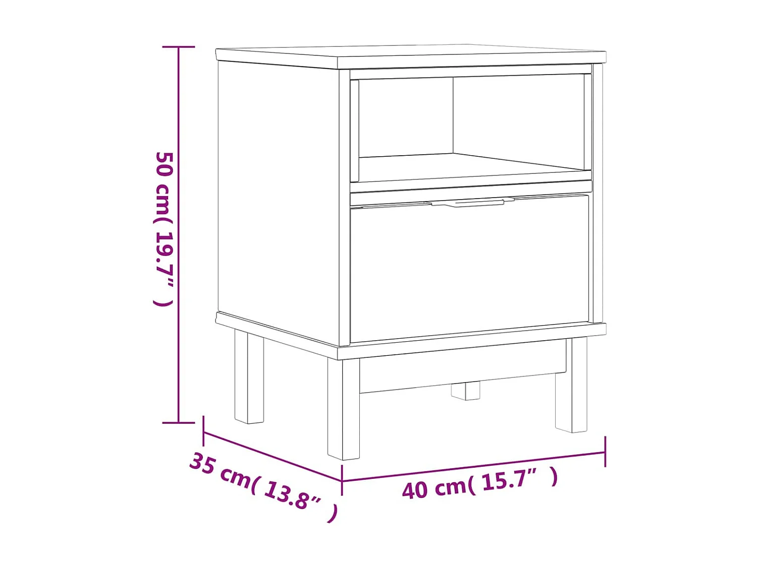 Prolenta Premium -  Table de chevet FLAM 40x35x50 cm bois de pin massif