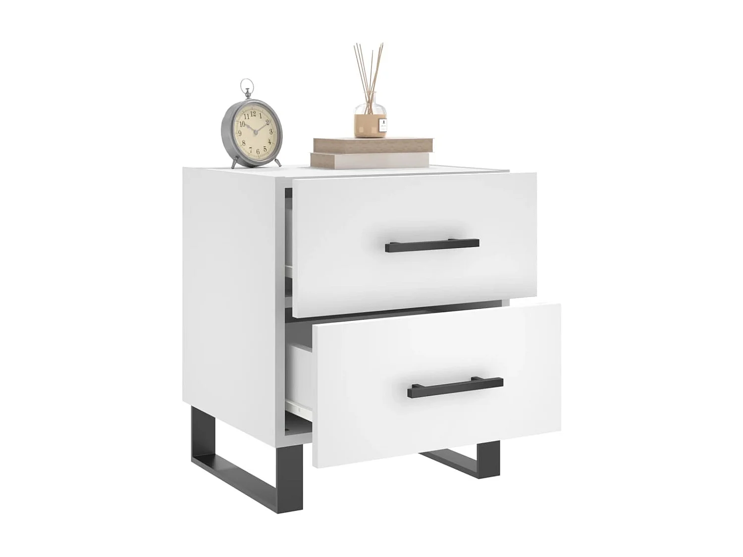 Cennet  Table de chevet blanc 40x35x47,5 cm bois d’ingénierie