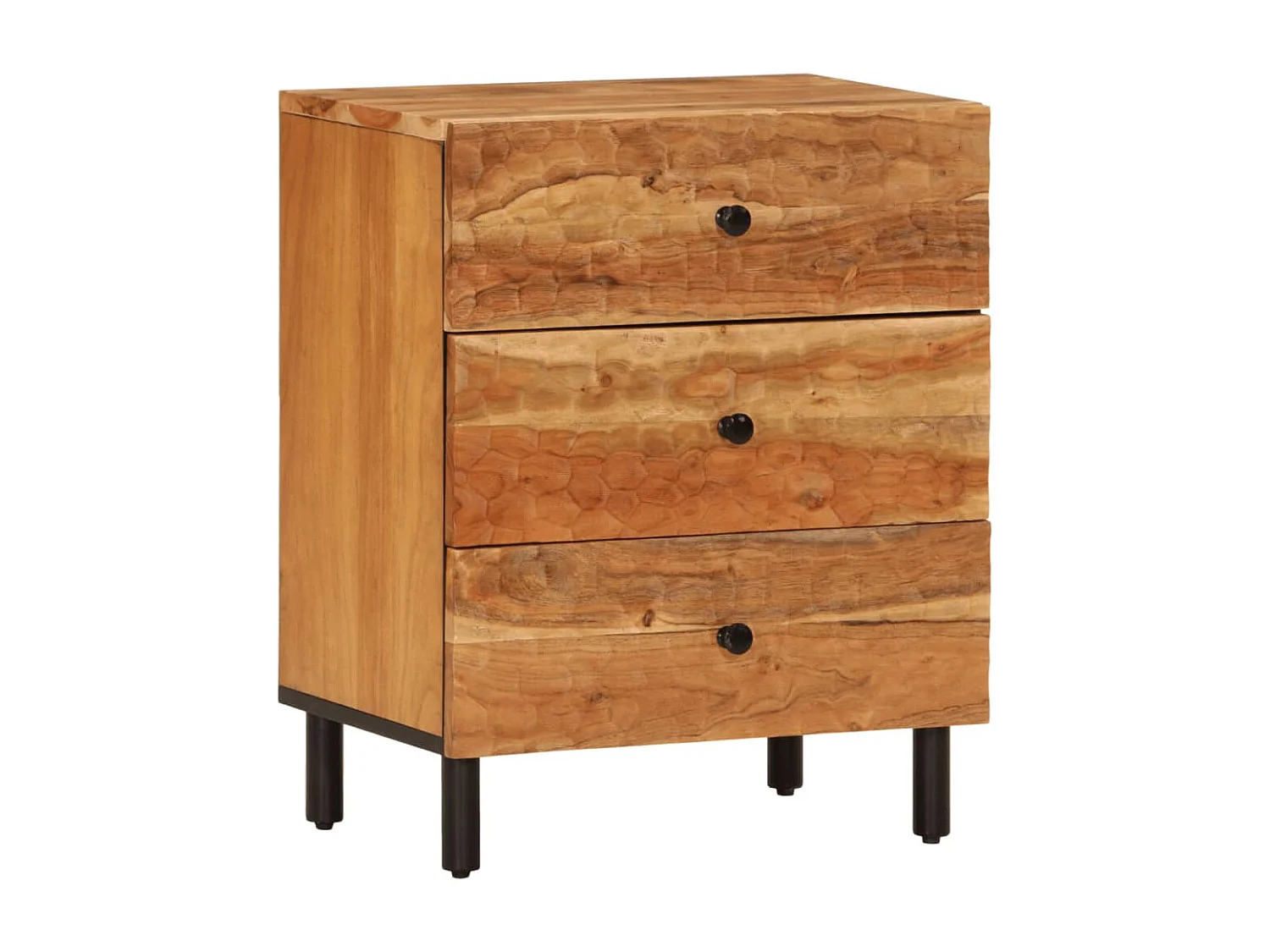 Asrin  Comodino 50x33x60 cm in Legno Massello di Acacia