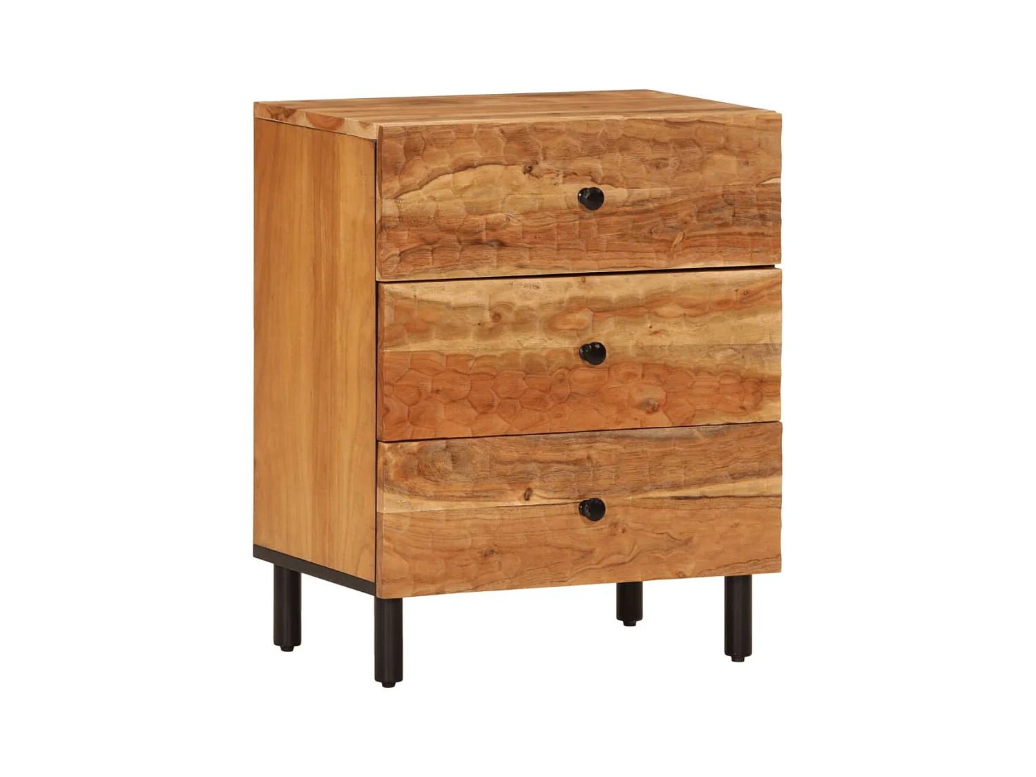 Asrin  Comodino 50x33x60 cm in Legno Massello di Acacia