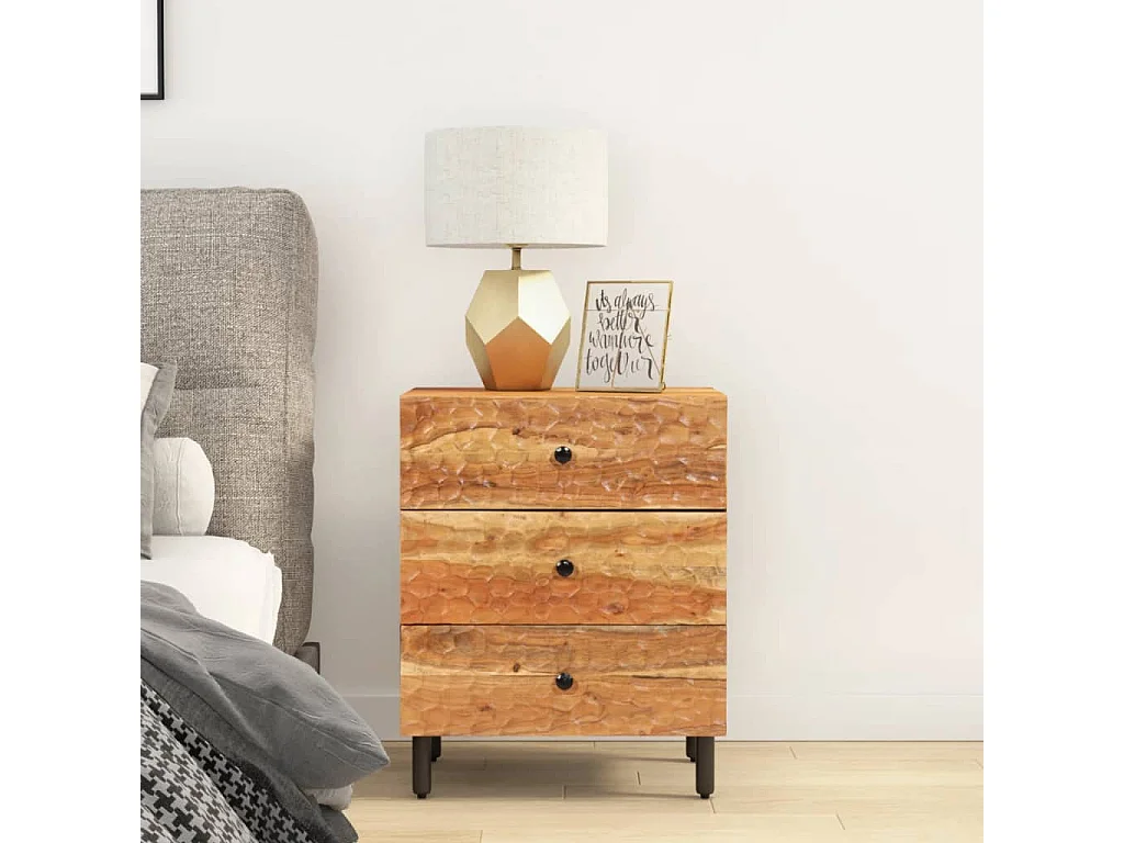 Asrin  Table de chevet 50x33x60 cm bois d'acacia solide