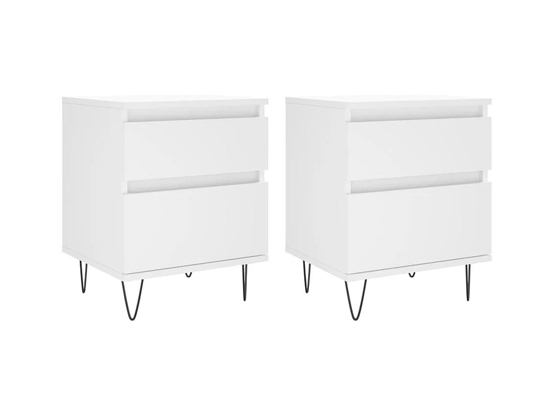Ineke  Tables de chevet 2 pcs blanc 40x35x50 cm bois d’ingénierie