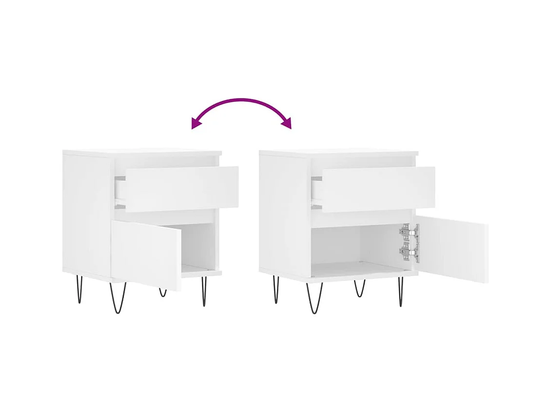 Ineke  Tables de chevet 2 pcs blanc 40x35x50 cm bois d’ingénierie