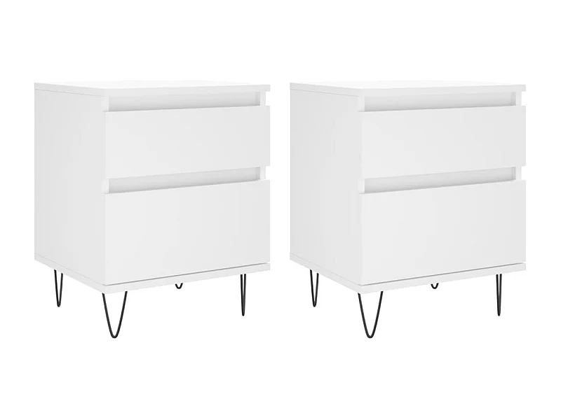 Ineke  Comodini 2pz Bianc 40x35x50 cm in Legno Multistrato