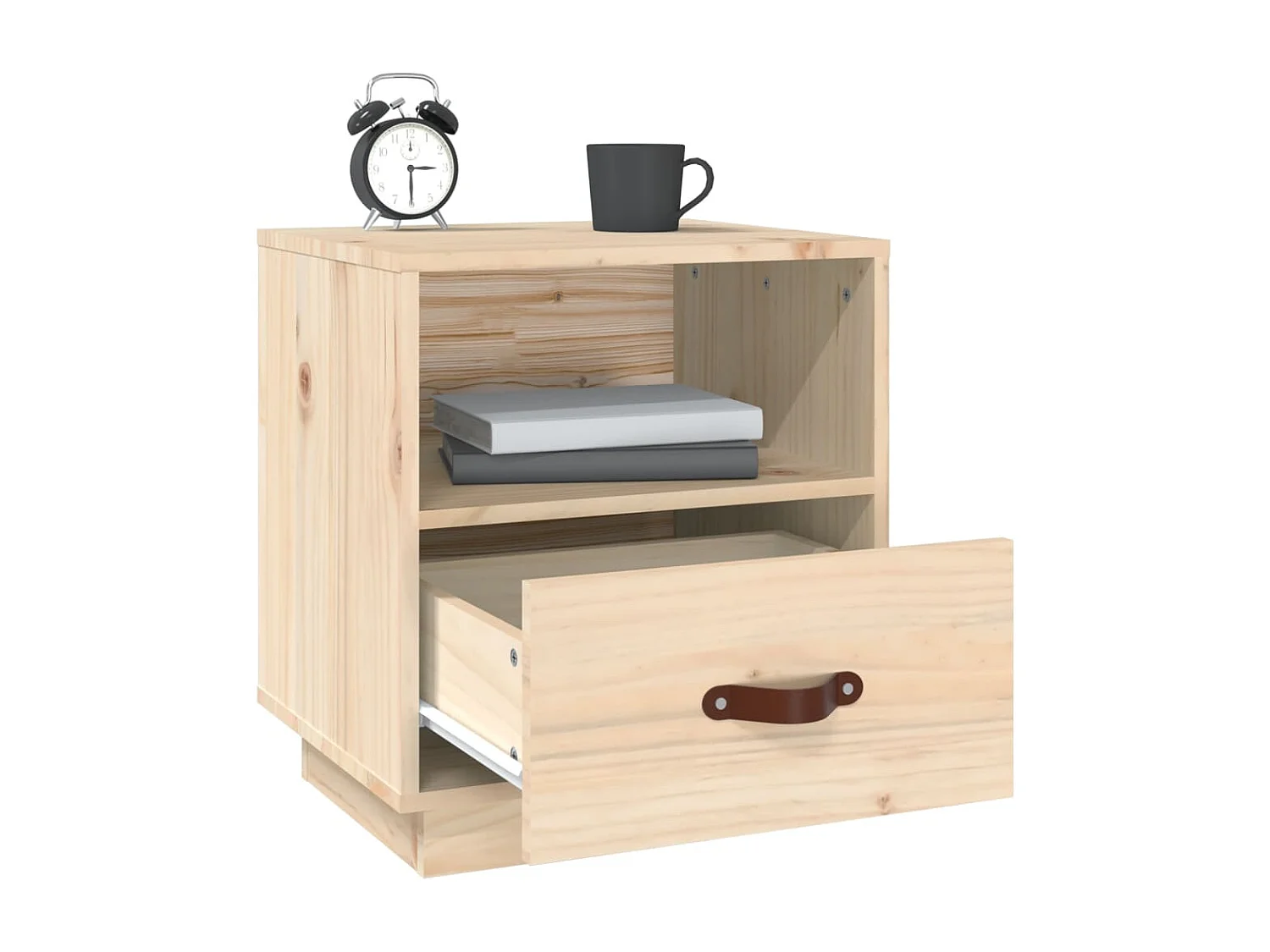 Lydar  Comodino 40x34x45 cm in Legno Massello di Pino