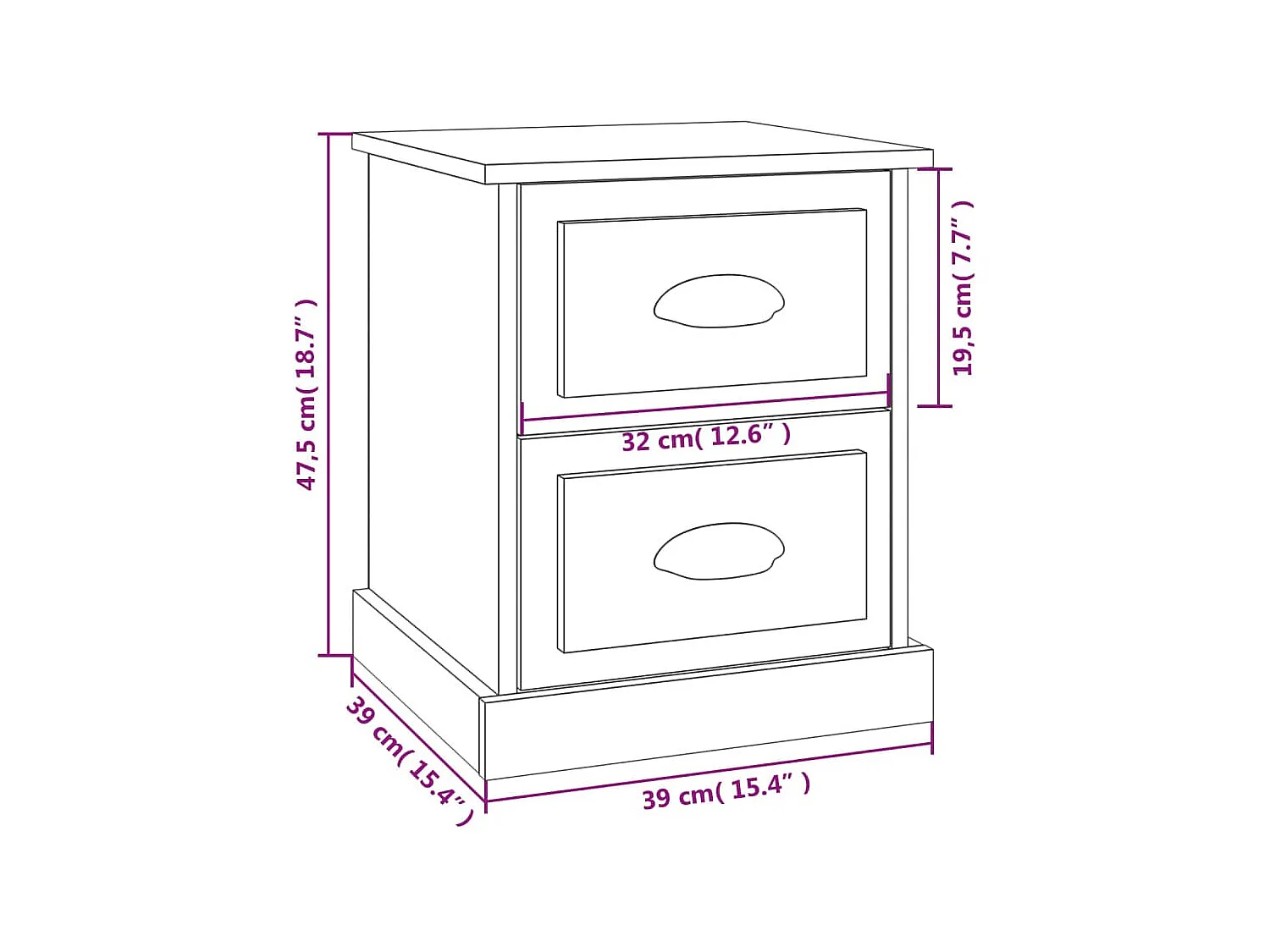 Arras  Table de chevet noir 39x39x47,5 cm bois d’ingénierie
