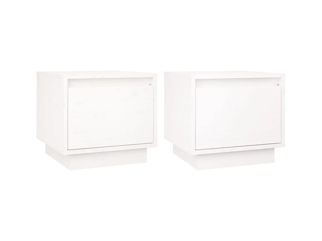 Vidgar  Tables de chevet 2 pcs Blanc 35x34x32 cm Bois de pin solide