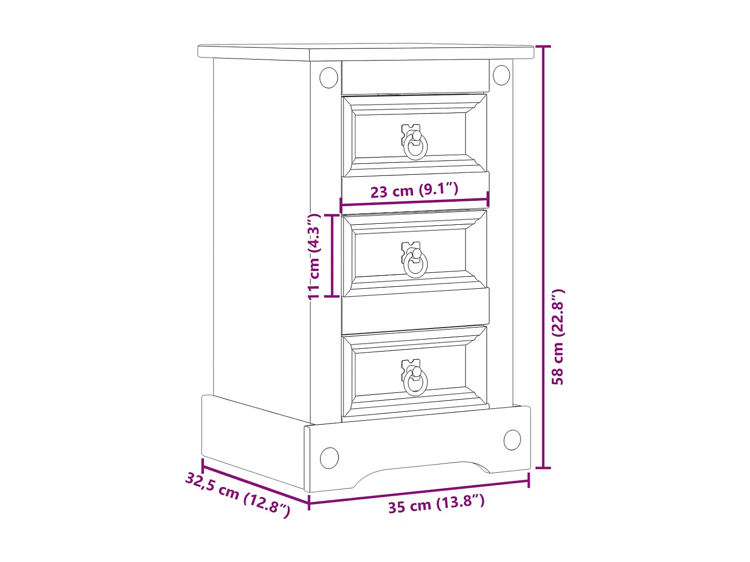 Garden Furniture -  Table de chevet Corona 35x32,5x58 cm bois de pin massif