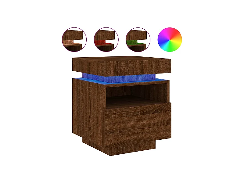 Josane  Nachtkastje met LED-verlichting 40x39x48,5 cm bruin eikenkleur