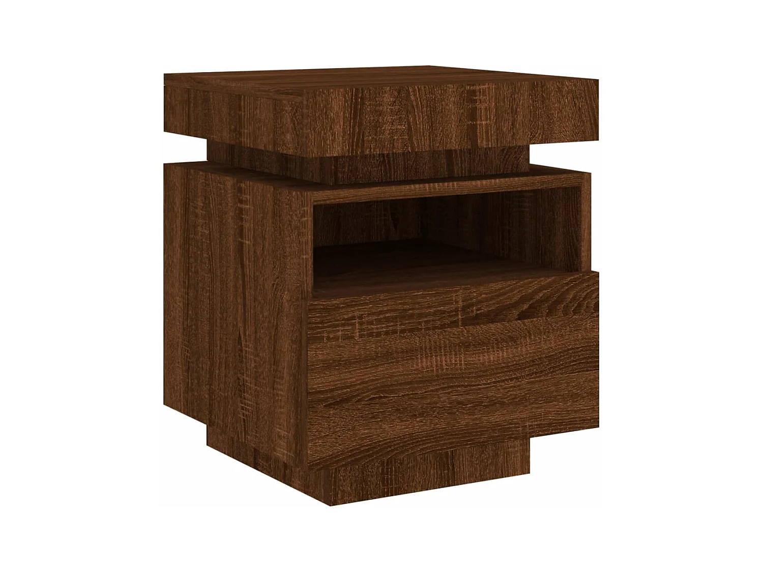 Josane  Armoire de chevet avec lumières LED chêne marron 40x39x48,5 cm
