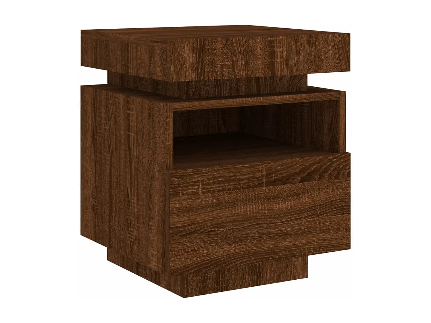 Josane  Armoire de chevet avec lumières LED chêne marron 40x39x48,5 cm