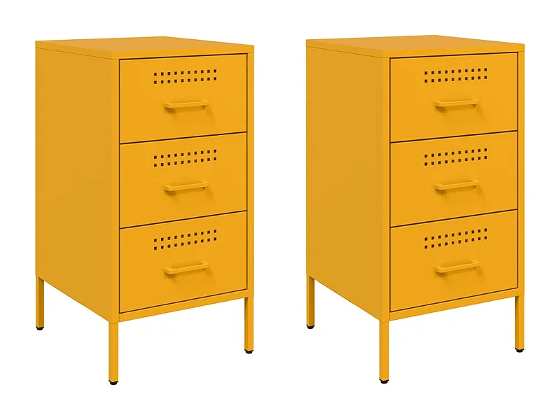 Vyndor  Tables de chevet 2 pcs jaune moutarde 36x39x68 cm acier