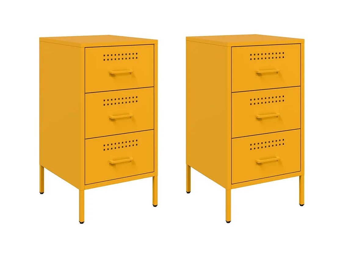 Vyndor  Tables de chevet 2 pcs jaune moutarde 36x39x68 cm acier