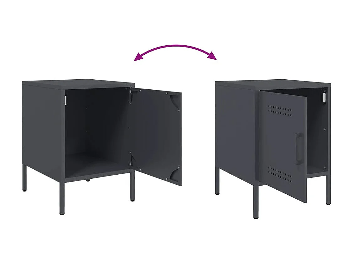 Adam Scott  Tables de chevet 2 pcs anthracite 36x39x50,5 cm acier