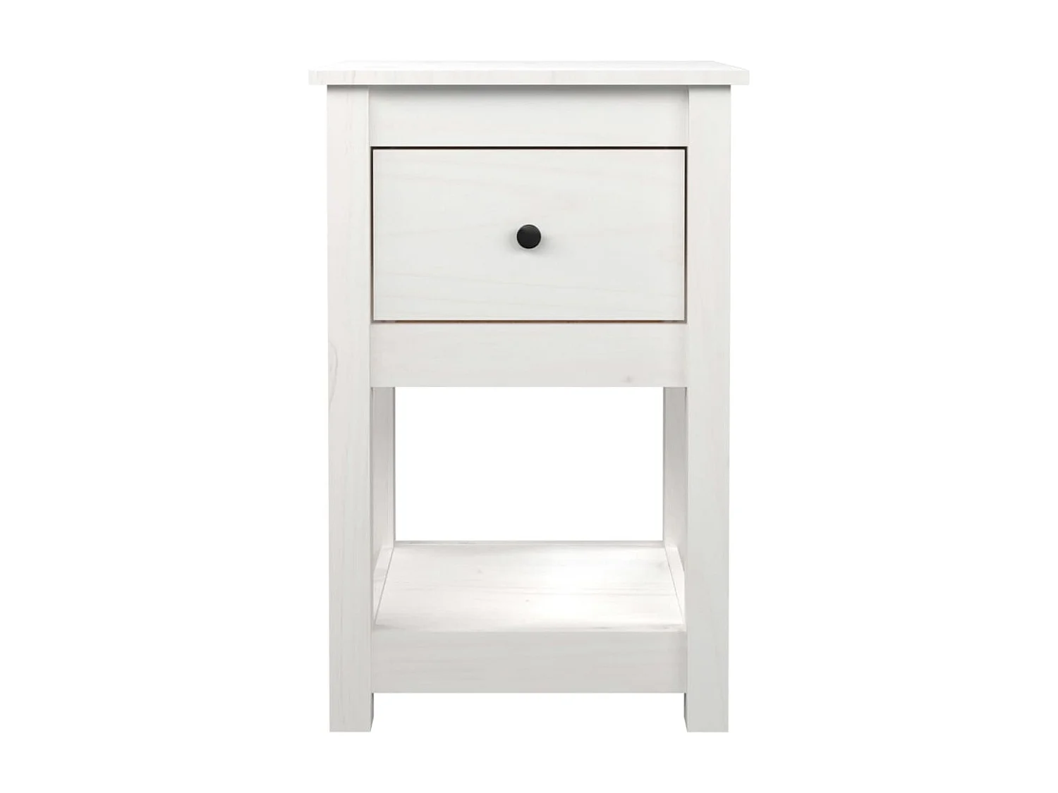 Fourmies  Comodini 2 pz Bianca 40x35x61,5 cm in Legno Massello di Pino