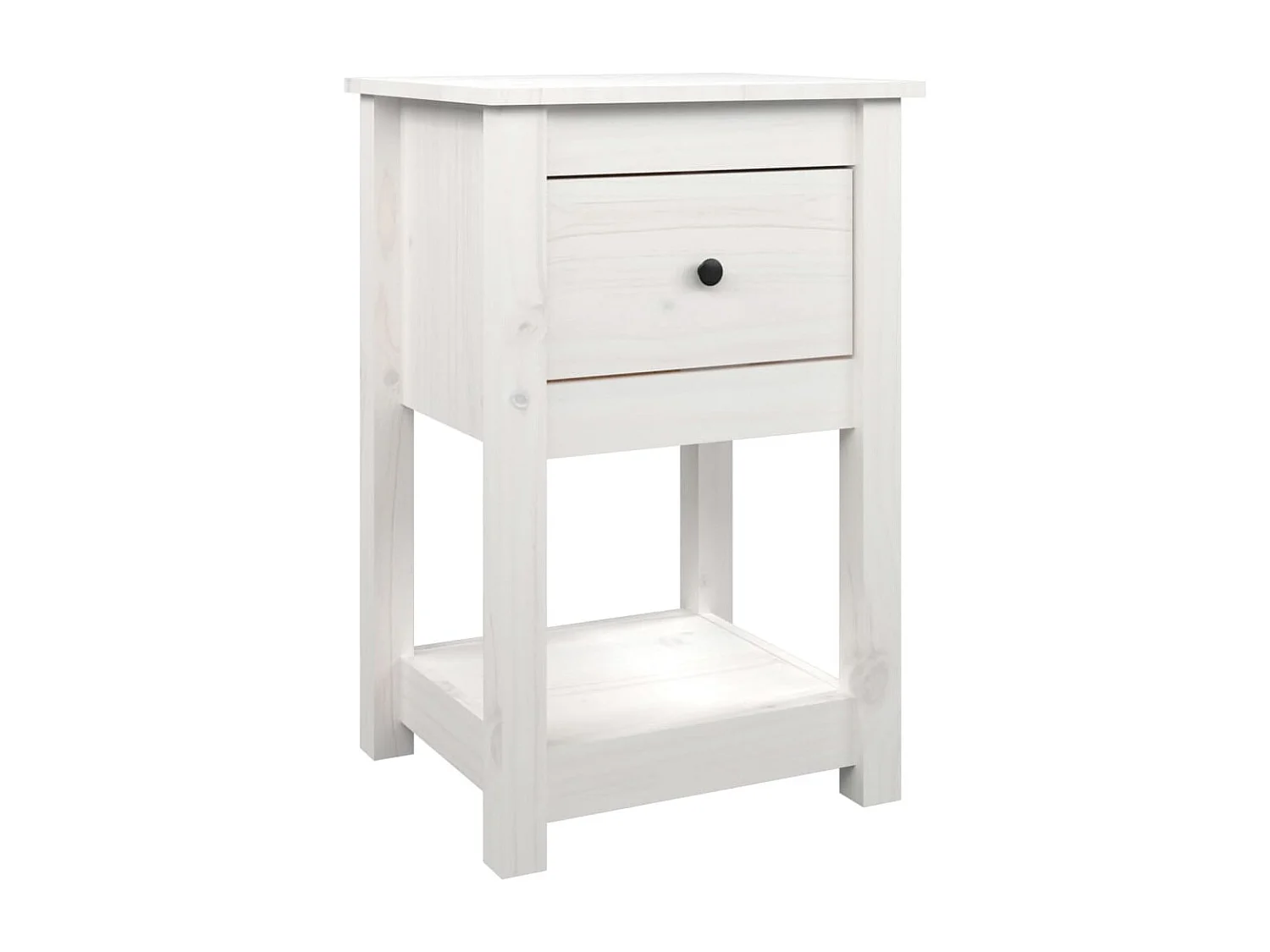 Fourmies  Comodini 2 pz Bianca 40x35x61,5 cm in Legno Massello di Pino