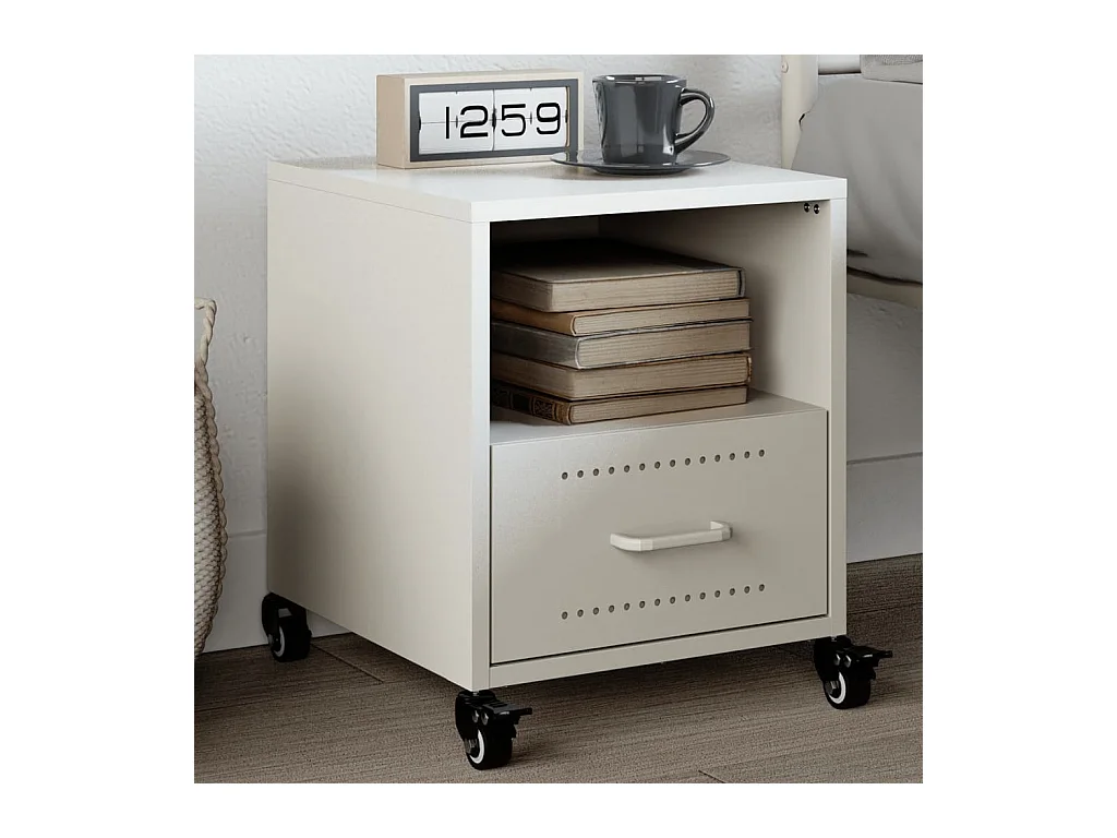 Evalara  Table de chevet blanc 36x39x43,5 cm acier