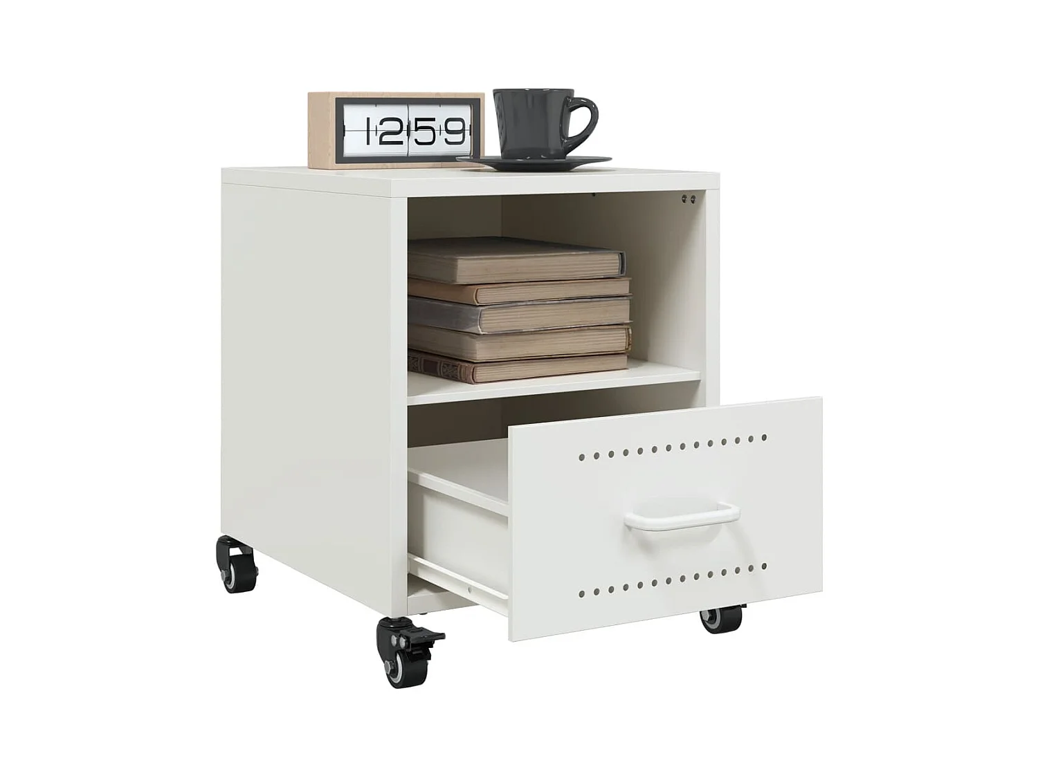 Evalara  Table de chevet blanc 36x39x43,5 cm acier