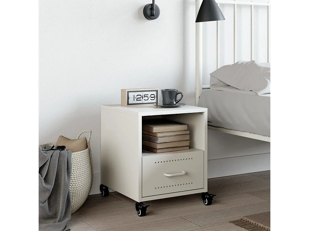 Evalara  Table de chevet blanc 36x39x43,5 cm acier