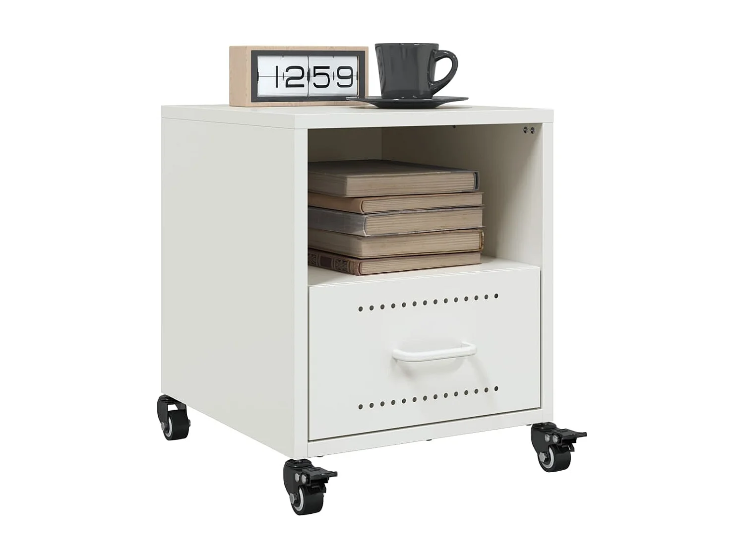 Evalara  Table de chevet blanc 36x39x43,5 cm acier