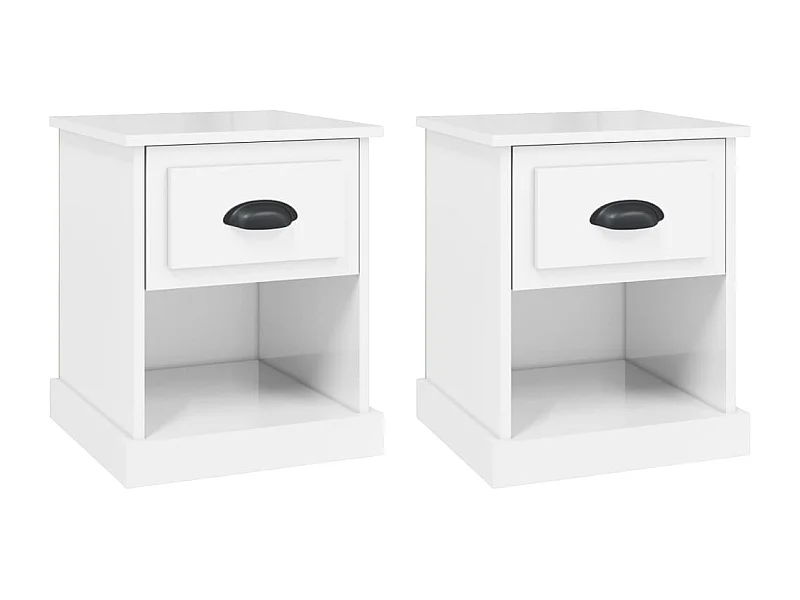 Cicero  Tables de chevet 2 pcs blanc brillant 39x39x47,5 cm