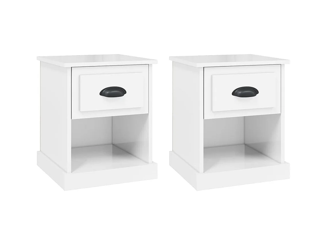 Cicero  Tables de chevet 2 pcs blanc brillant 39x39x47,5 cm