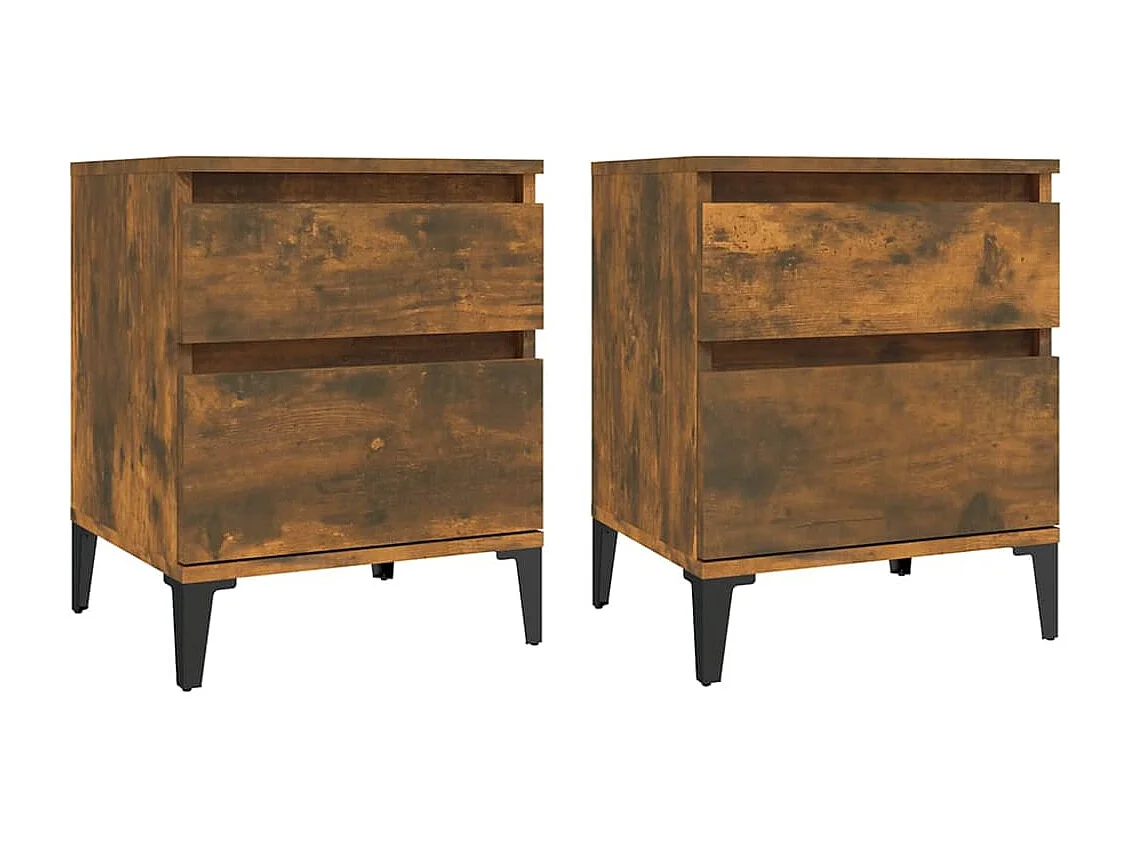 Ramløse  Nachttische 2 Stk. Räuchereiche 40x35x50 cm