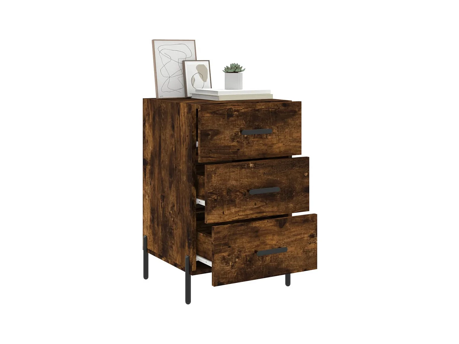 Linne  Table de chevet chêne fumé 40x40x66 cm bois d'ingénierie