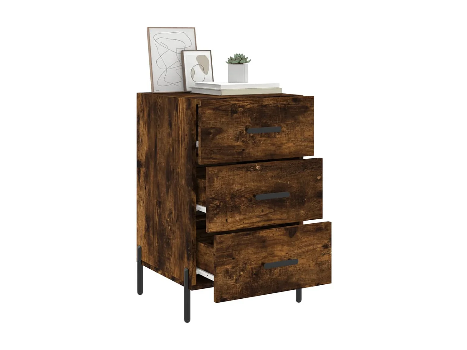 Linne  Table de chevet chêne fumé 40x40x66 cm bois d'ingénierie