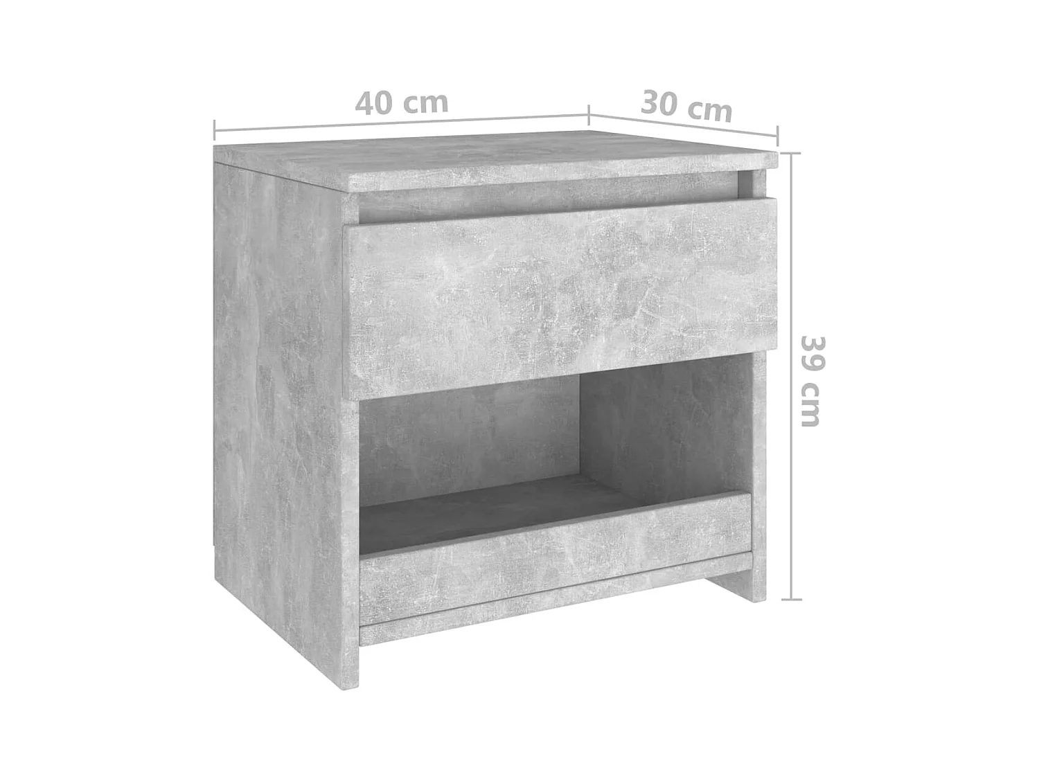 Elle  Tables de chevet 2 pcs Gris béton 40x30x39 cm Aggloméré