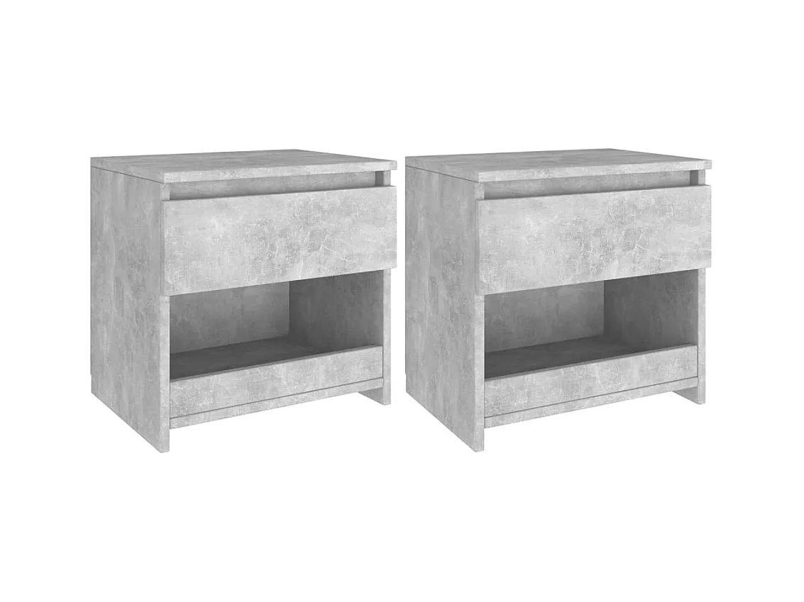 Elle  Tables de chevet 2 pcs Gris béton 40x30x39 cm Aggloméré