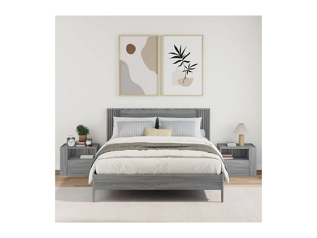 Sun City Center  Tables de chevet murales 2 pcs sonoma gris 45x30x35 cm