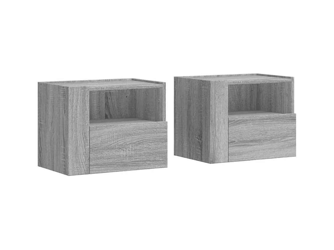 Sun City Center  Tables de chevet murales 2 pcs sonoma gris 45x30x35 cm