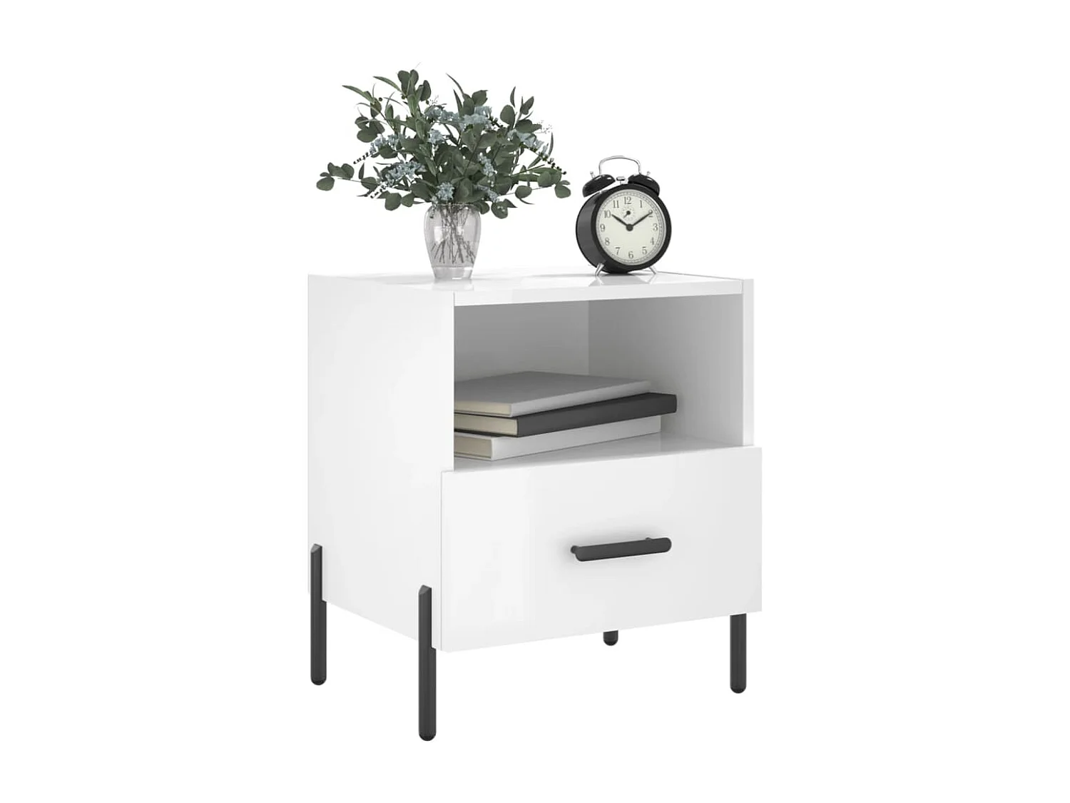 Gilda  Comodini 2 pz Bianco Lucido 40x35x47,5 cm in Legno Multistrato