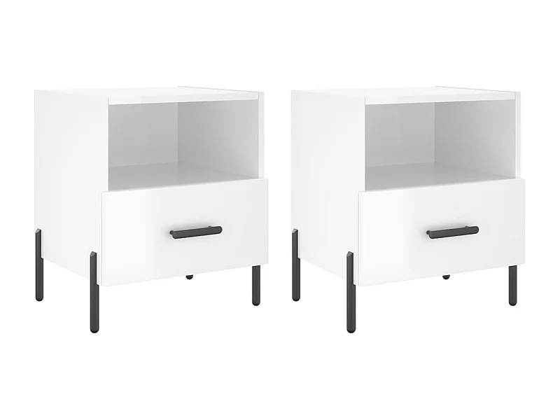 Gilda  Comodini 2 pz Bianco Lucido 40x35x47,5 cm in Legno Multistrato