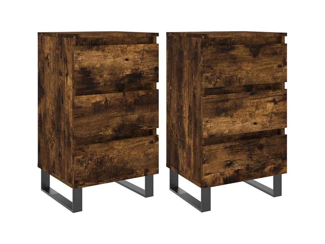 Boxtel  Tables de chevet 2 pcs chêne fumé 40x35x69 cm bois ingénierie