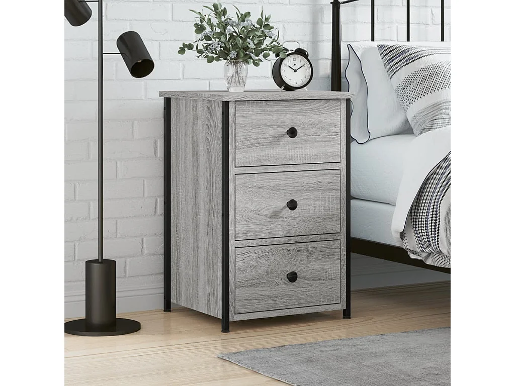 Elorin  Table de chevet sonoma gris 40x36x60 cm bois d'ingénierie