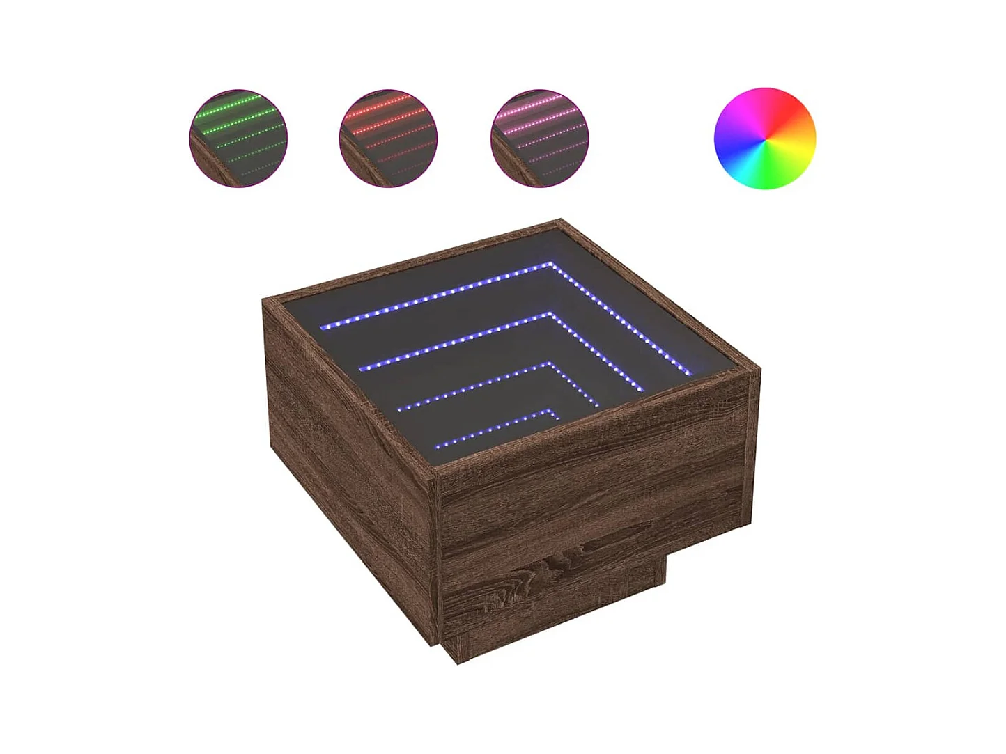 Myrla  Table de chevet avec LED infini chêne marron 40x40x30 cm