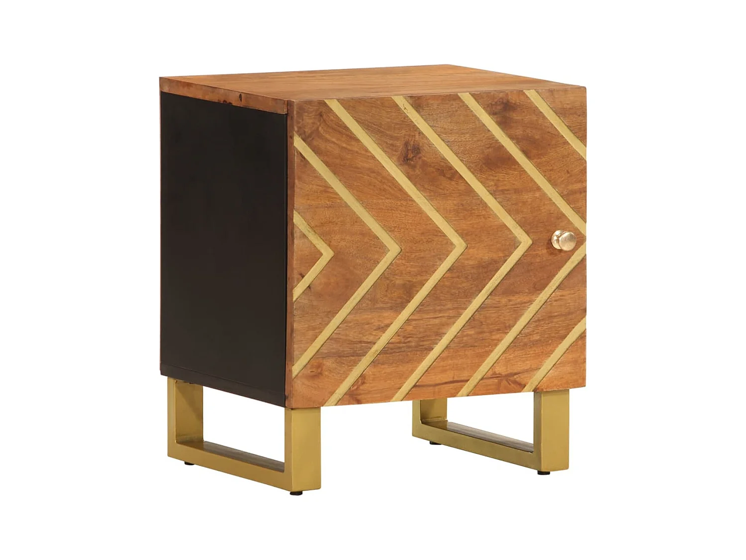 Jean-Claude-François  Table de chevet marron et noir bois de manguier solide