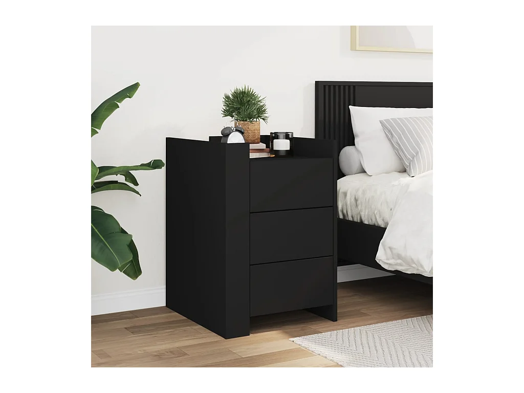 Frysa  Table de chevet noir 45x50x65 cm bois d’ingénierie