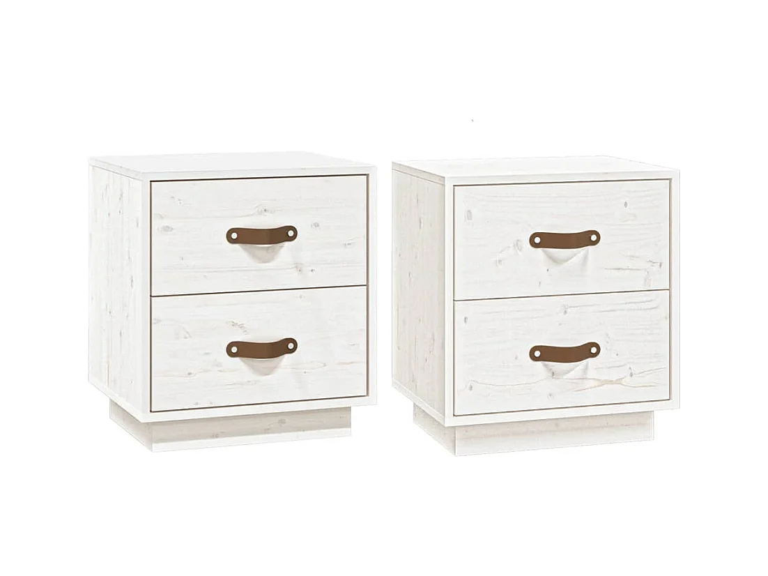 Jean-Marc   Tables de chevet 2 pcs Blanc 40x34x45 cm Bois de pin massif