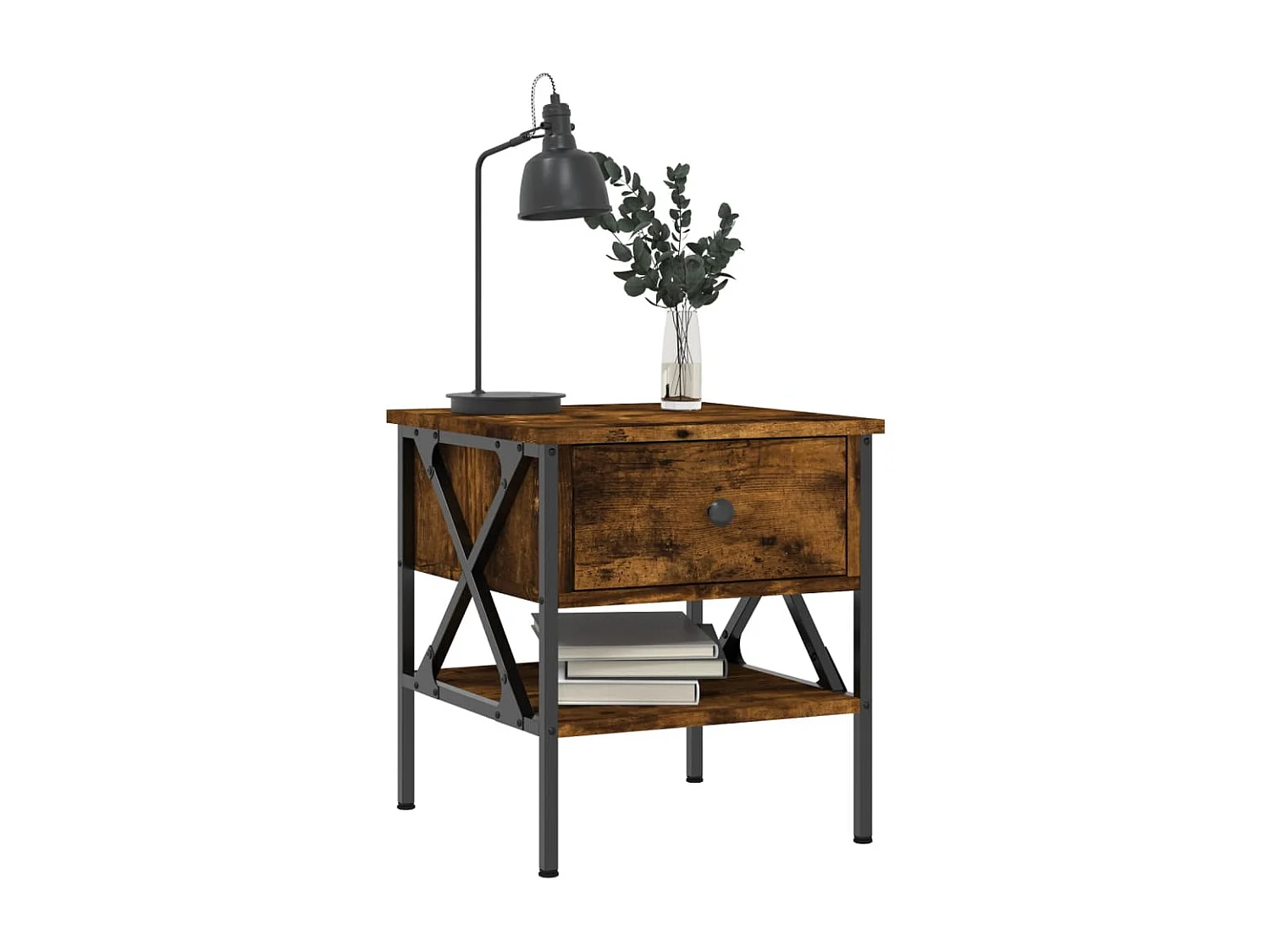 Wit  Comodino Rovere Fumo 40x42x45 cm in Legno Multistrato