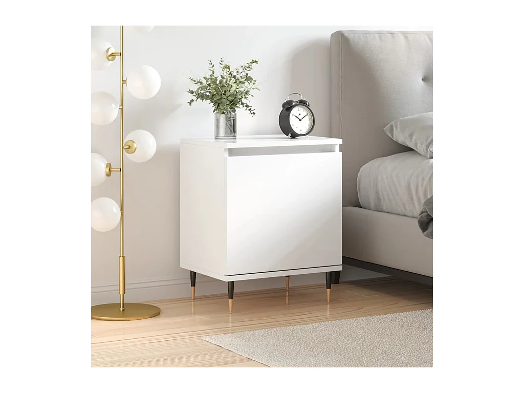 Felina  Table de chevet blanc brillant 40x30x50 cm bois d’ingénierie