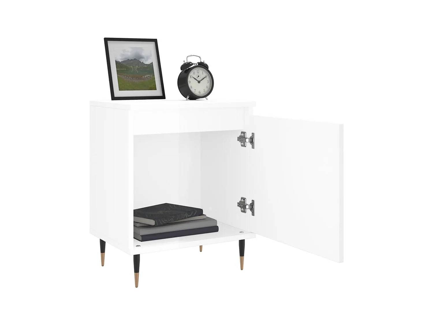 Felina  Table de chevet blanc brillant 40x30x50 cm bois d’ingénierie