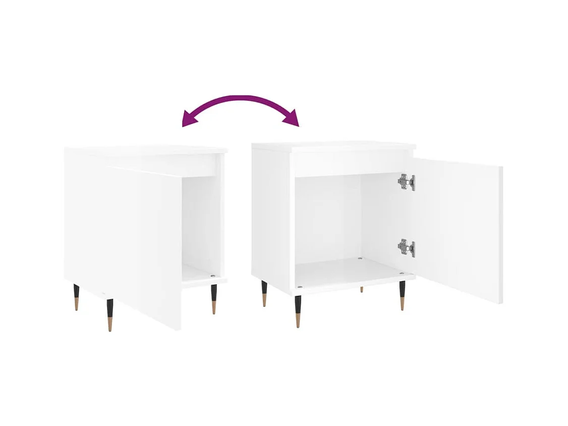 Felina  Table de chevet blanc brillant 40x30x50 cm bois d’ingénierie