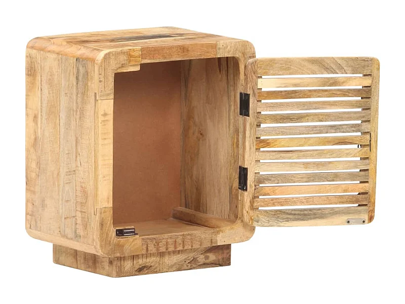 Anselme  Comodino 40x30x50 cm in Legno Massello di Mango Grezzo