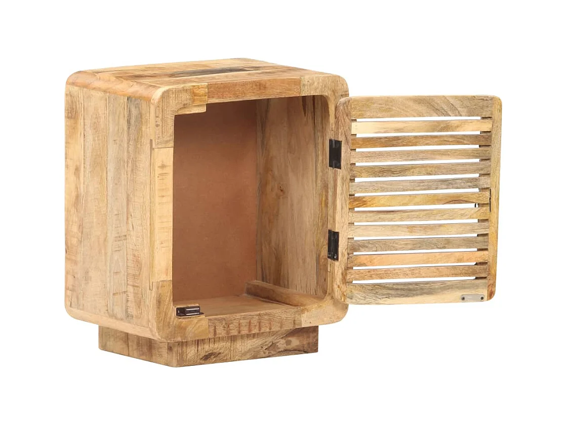 Anselme  Comodino 40x30x50 cm in Legno Massello di Mango Grezzo